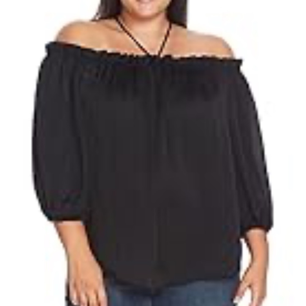NWT Plus 2X Vince Camuto Off-The-Shoulder Satin Blouse